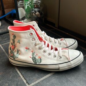 White High-Top Sneakers with Floral Design